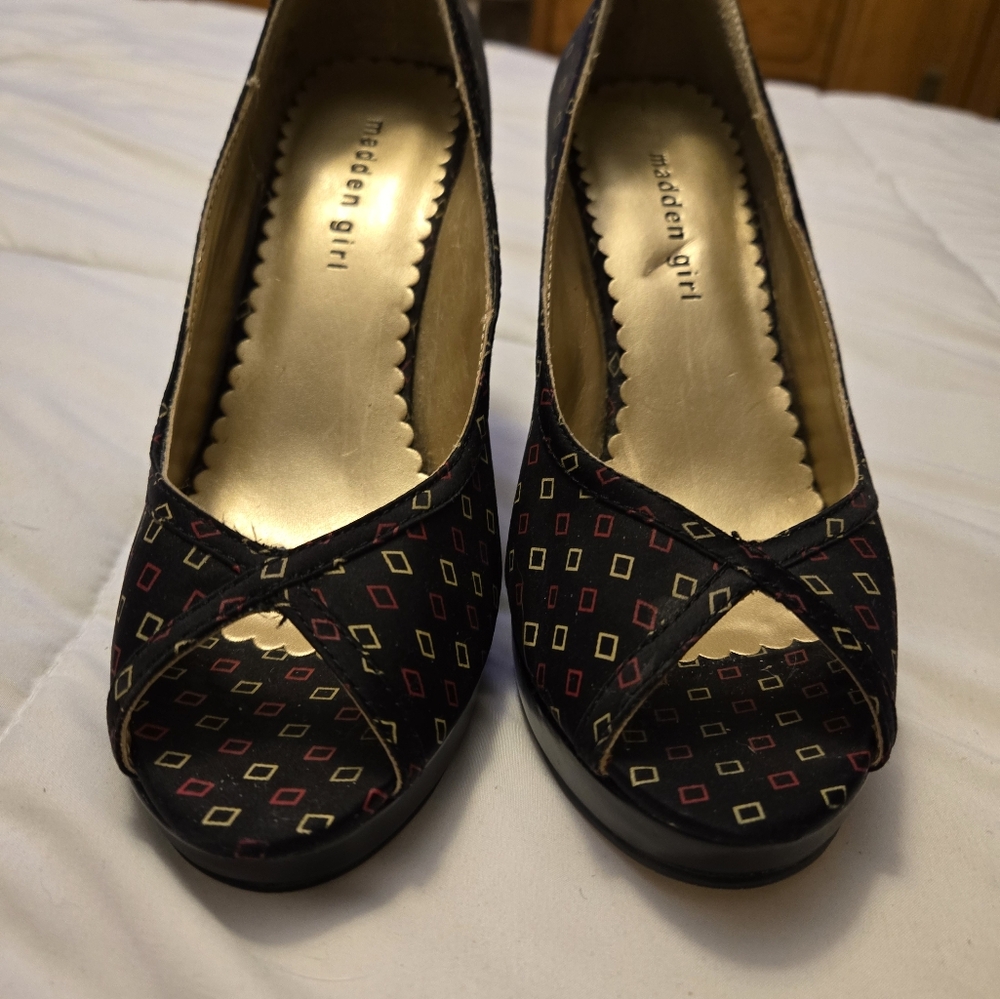 Madden Girl  women's black platform heels.